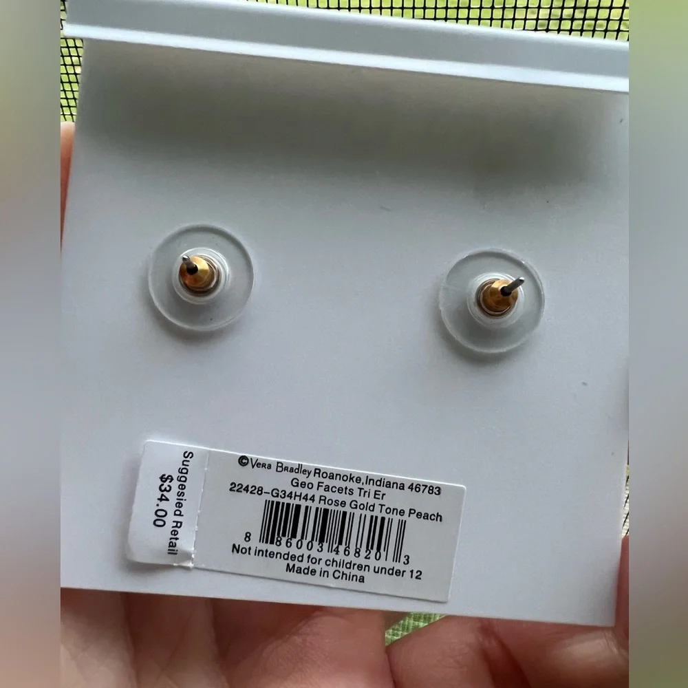 Vera Bradley Semi-Precious Stone Rose Gold Tone Peach Earrings - Picture 3 of 4